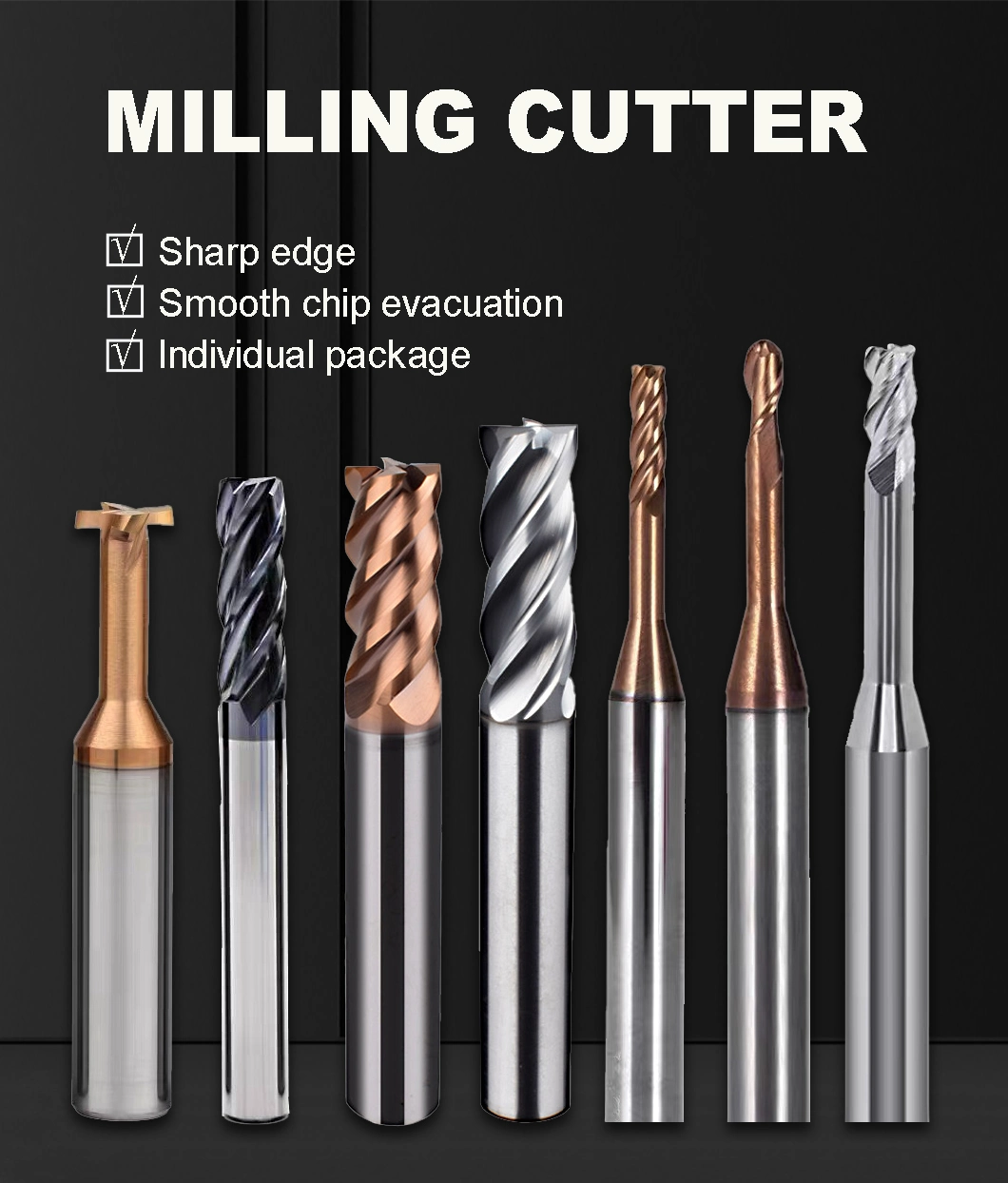 Wyk High Precision Solid Carbide CNC Carbide Rough Milling Cutter Down Cut Rough End Mill for Metal Hard Alloy CNC Finishing End Mill with 4 Flutes Slotting