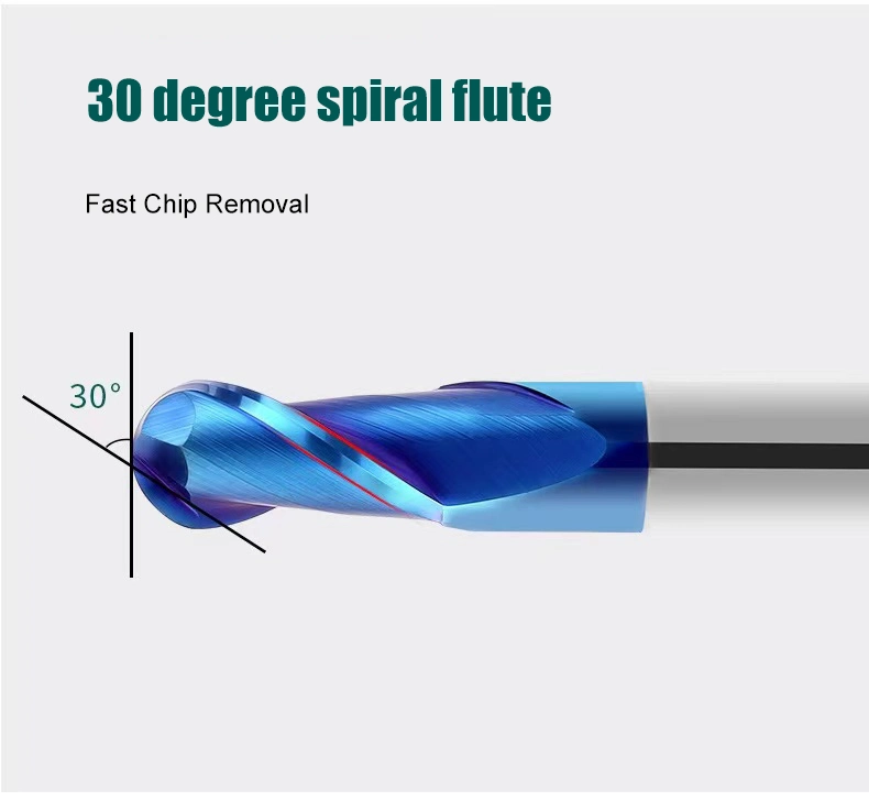 Ball Nose Cutter Nano Blue Coating Ball Nose End Mill for Finishing Process