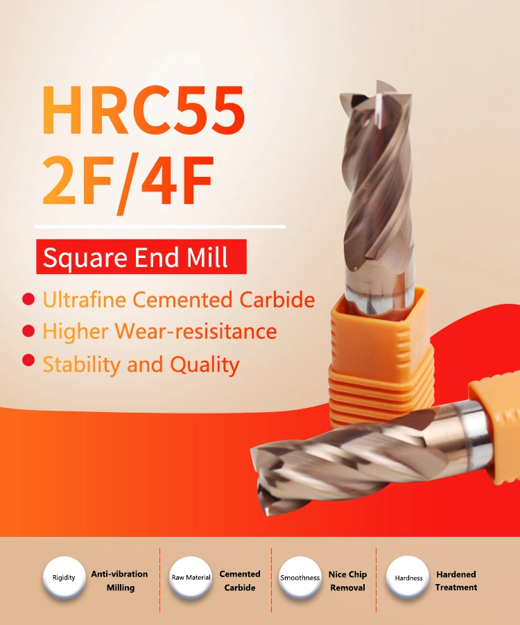 Carbide 4 Flutes Square Endmill HRC55 Inch Size in Stock CNC Machine Tools Milling Cutter Fresas CNC Carbide End Mill