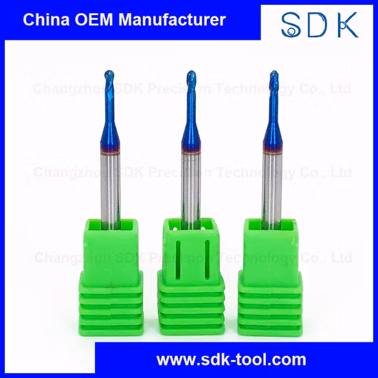 Solid Carbide Long Neck Ball End Mill Blue Nano Coated Customized Cutting Tool HRC65