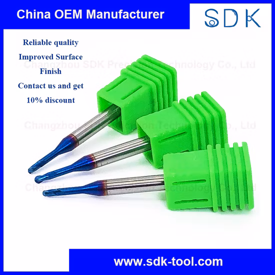 Solid Carbide Long Neck Ball End Mill Blue Nano Coated Customized Cutting Tool HRC65
