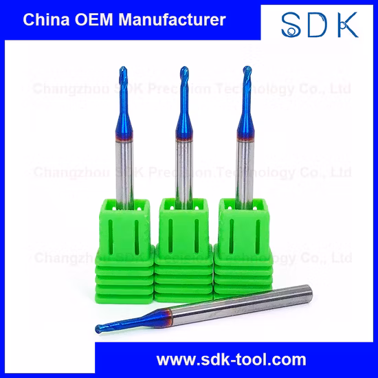 Vollhartmetall-Kugelkopffräser mit langem Hals, blaues, nanobeschichtetes, maßgeschneidertes Schneidwerkzeug HRC65